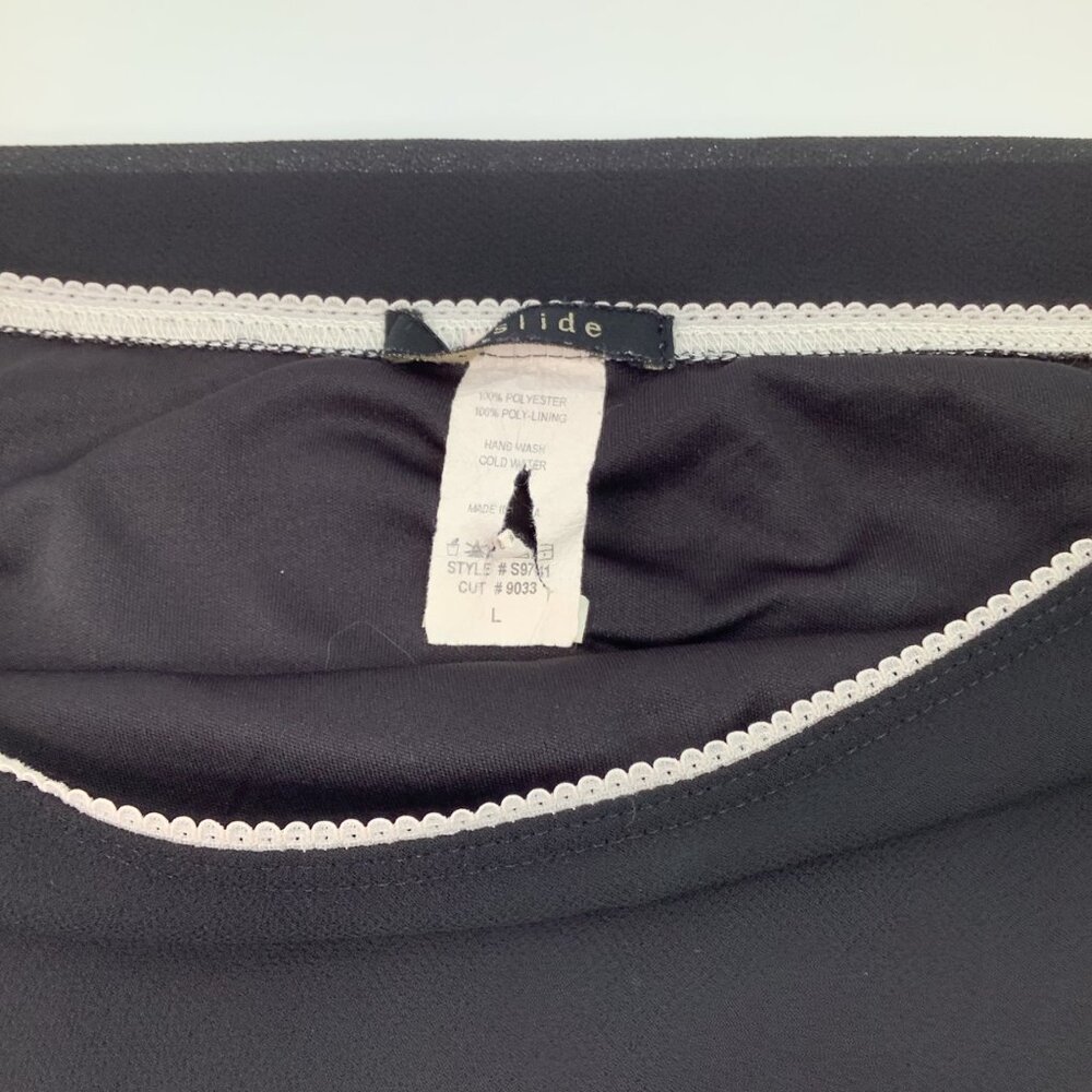 Vintage Lipslide Black Slip Skirt L Large Lace Detail Lined Academia Grunge - Picture 9 of 9